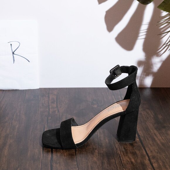Black Strap Heel Faux Suede - Picture 6 of 11